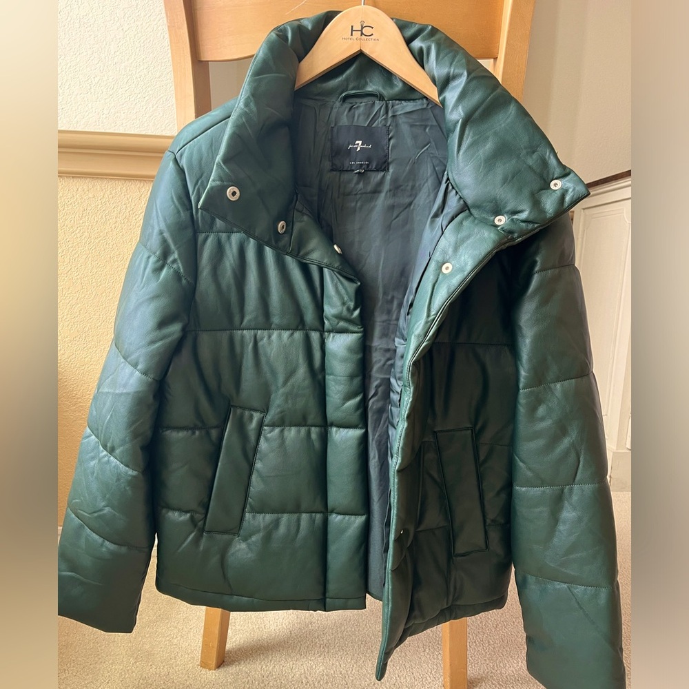 Vegan leather jacket dark green